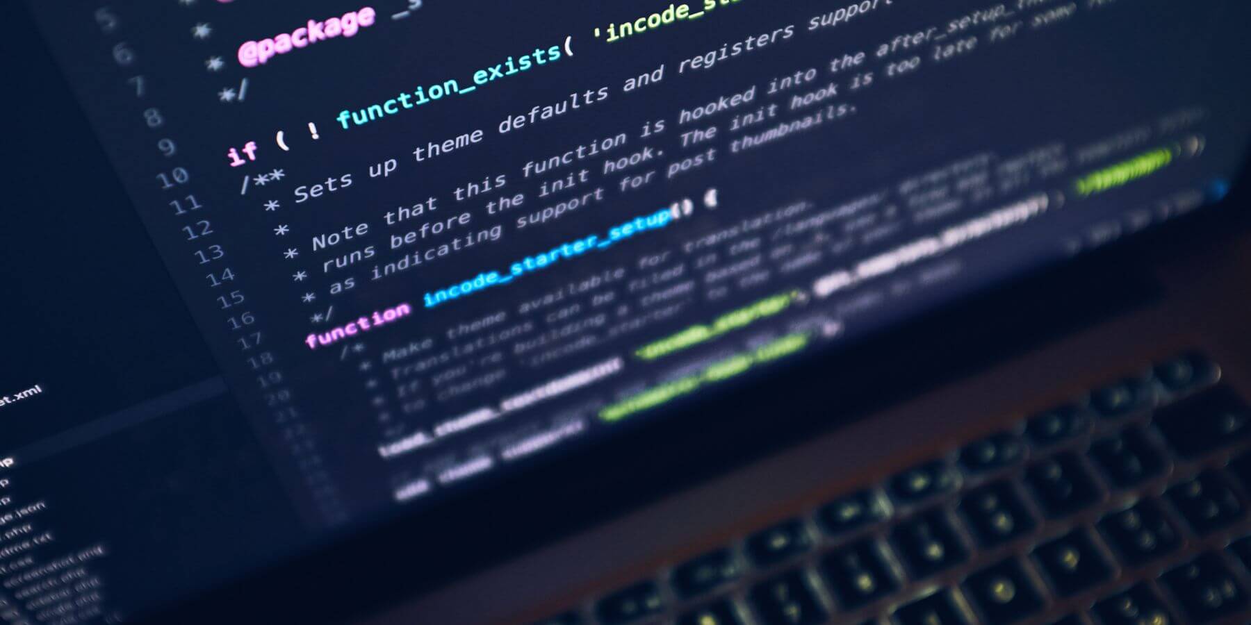 Lines of code on a laptop screen.