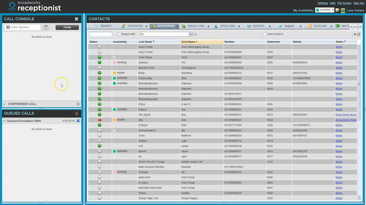 Web Receptionist Console